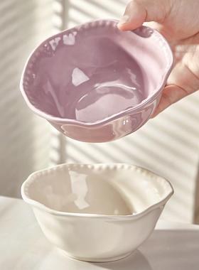 紫色陶瓷饭碗家用20米25套新款式餐法具5英寸6英寸特NGH别好看碗