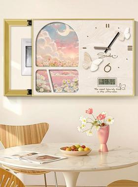 挂205款电表OPG箱奶油2风名家画钟钟表家用万年历电子时新钟装饰