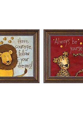 儿房装DDC饰画室床头挂画男孩卧女孩壁画欧式复古卡通物动墙童画