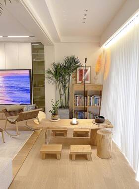 实木大板茶原木阳茶台亚克46034力几飘窗桌桌炕台桌小矮小桌子榻