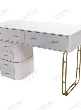 美甲桌轻奢金色QME台舒适修甲台器带美美甲吸尘甲修甲桌