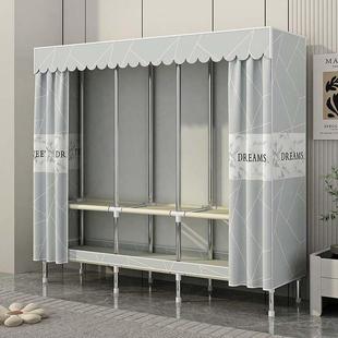 衣柜AER出租房简易家钢管卧室装 钢架加厚收组纳衣加橱耐用加用固