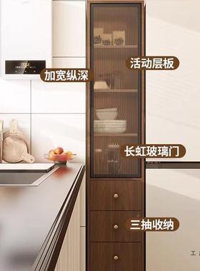 实木边柜厨房置物柜夹缝柜靠家柜用67566物冰箱侧边柜墙窄储柜