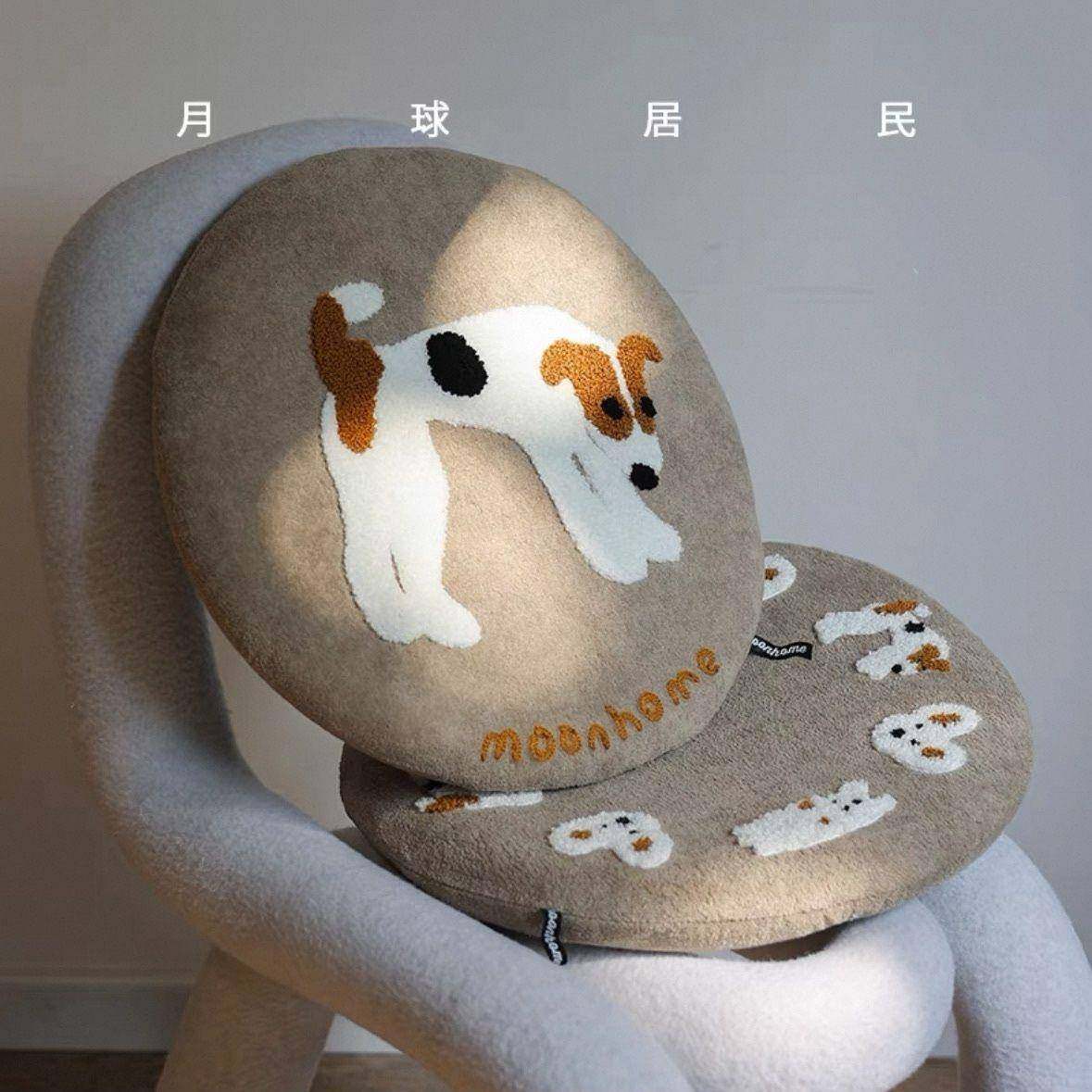 小日记抱雾RHX霾蓝比格圆抱暖绒坐椅子垫记忆棉狗慢回弹垫可拆客