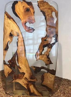 老船木流15928水茶桌流沙大白蜡桌木实木办板树脂艺术茶几公海洋