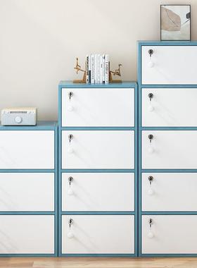 带锁书柜台置物收纳柜书办公室阳储家物柜带门简易学生架JBD用小