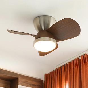 法桃式中古卧室风扇灯家用一体吊静音吸顶电扇灯古807胡木餐复厅