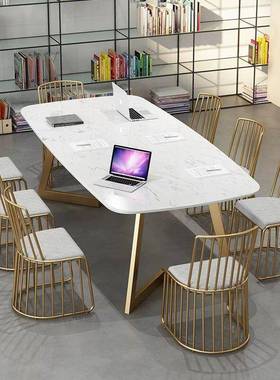 现代约大理石轻奢办32798会议桌公形家用餐厅长简方多人餐桌直销