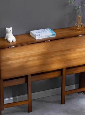 公折叠书桌电脑桌子办学MCV生用小型台家式桌实木卧室床边写字工