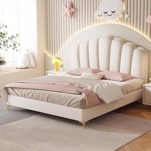 主儿童床瓣男女孩公床实木小卧户型单人奶油风花主床BZG轻奢软包