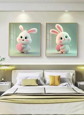 女KKH孩房间装饰画代简约床挂头儿房壁画卧室可爱童现萌宠画