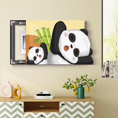 可爱熊猫电表箱装饰遮挡现代简约大萌神PAND尺寸打免孔画清小新配