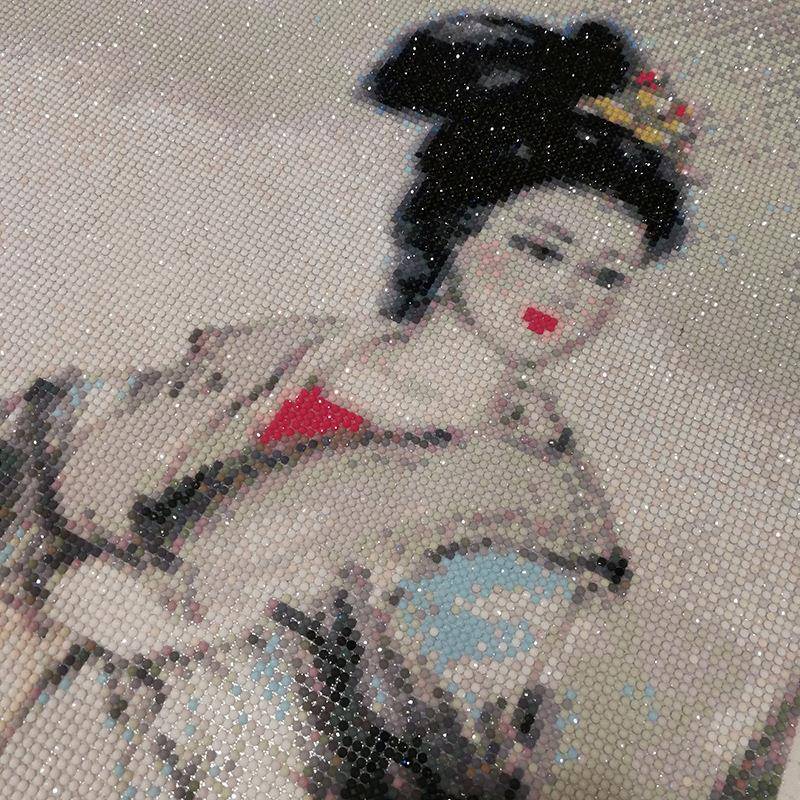 纱5D石画绣好西施浣纱的成品钻图出西施浣满钻纯手工贴十字绣成品