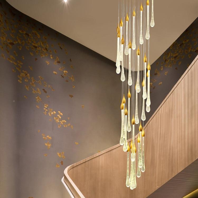 式楼梯长吊灯ed墅跃层吧台62组合灯别客厅玻l璃柱大吊灯酒复店灯