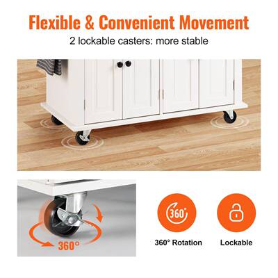 VEVOR房岛DNK台推车物实木.台面354英寸厨宽带储柜香料架毛巾架抽