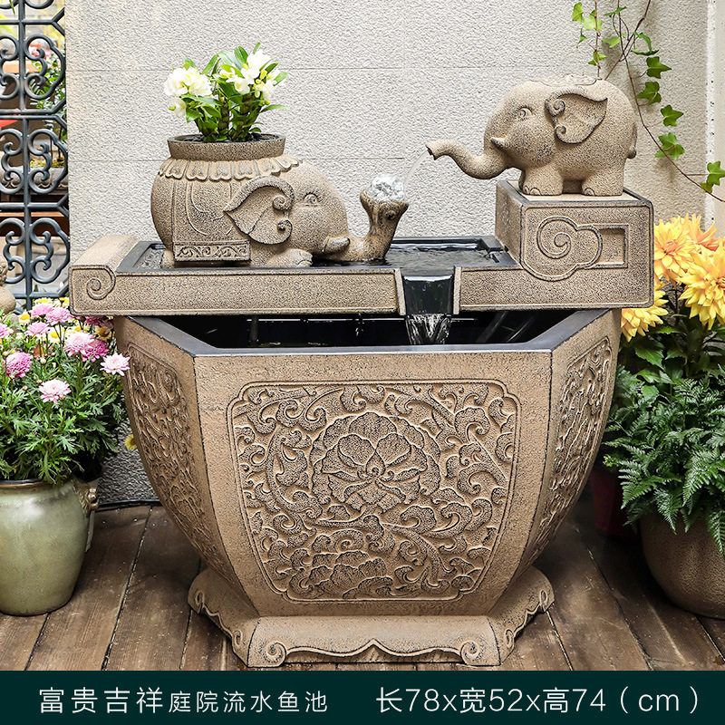中式庭院露台循环喷泉水景摆件
