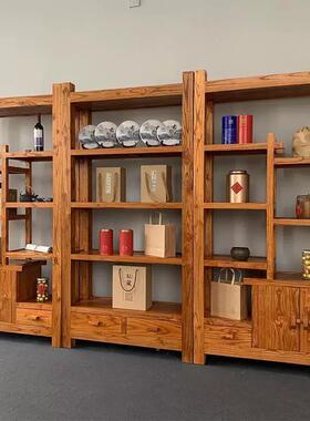 实多中格博古架老榆木木用式多宝阁文玩展示架茶室家办公室VWM置