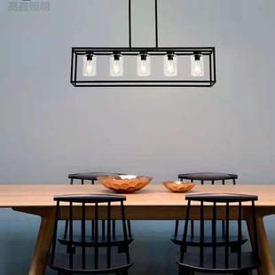厅ebay 店爆款 吊灯美K95式 村乡复古服工业风长方形铁艺客餐厅装