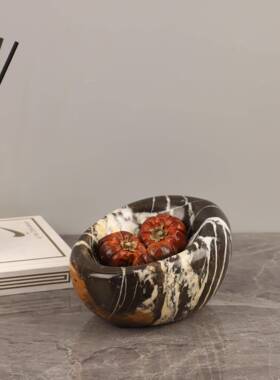 家欧厅式轻奢极简大1125理石鸟窝鸟巢收纳摆件客厅餐样板房居碟装