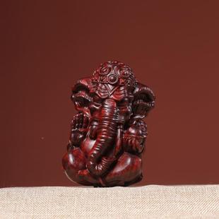 象居紫廷檀阿根绿檀摆件家饰品手把随装身艺铭仙苑把玩送礼