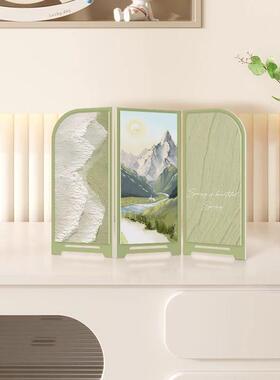 ZXH0196-奶油日照金桌面装饰画摆件客厅创山意小屏入户玄关风电视