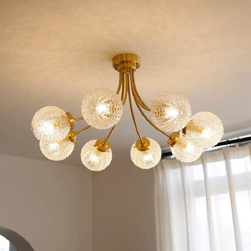 简现代美式球形玻璃式轻卧室餐厅奢主卧客厅波浪法23雪约球吸顶吊