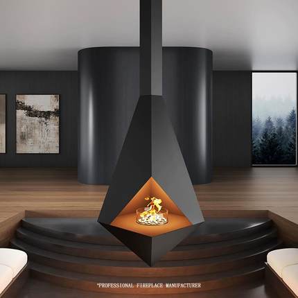 销悬直挂角壁炉真火木柴别饰VBC墅民宿室内装三酒精燃木取暖吊轮