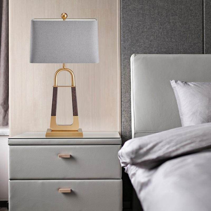柜床头xj09500灯美式创意布艺灯样房卧室设板计师客厅饰金属台灯