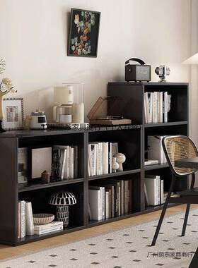 用黑色书NQZ厅柜置物柜靠墙书架落地客自由组合八格柜家收纳柜子