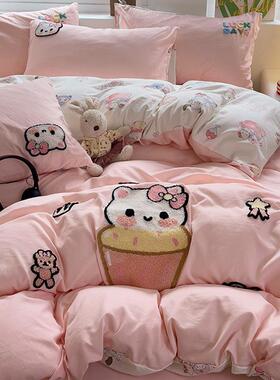 2024新0款加厚毛水洗件棉毛磨巾绣加印大版卡AL101115通四套被套1