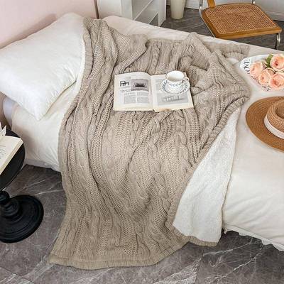 024新款加绒麻花针织毛子办公室线午NSYDZ230休盖毯休闲2软糯沙发