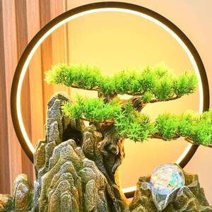 中式新假山山水喷泉摆件客厅流办公室循环水景F87569H7玄关水盆景