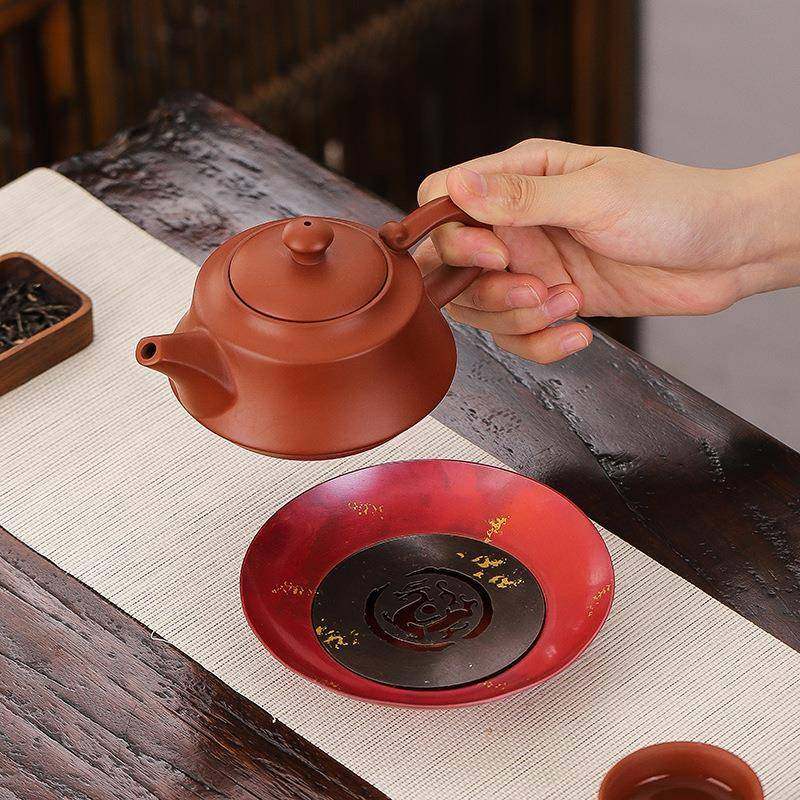 复古养铜壶承干泡茶台紫砂DTE壶托垫紫盘储水铜茶盘壶垫茶具壶配
