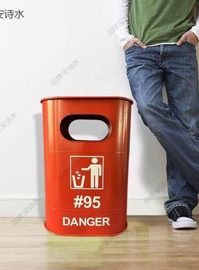 风金属工艺落地工复古AL100768汽油桶铁艺装饰摆件收纳欧美垃圾桶