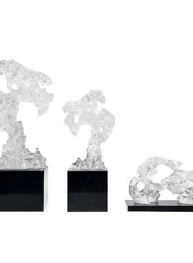 创意明板太湖石摆件新房HXU中式书抽象雕塑软装客厅透玄关样间装