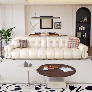 意式简皮艺UCP极沙轻沙发客厅现代小户型法式奢复古风直排拉扣发