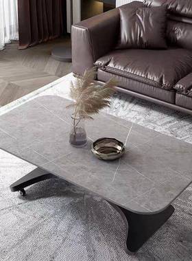 现代简岩餐板茶几桌一多功能方体SAV形极简可移动升降约客厅小户