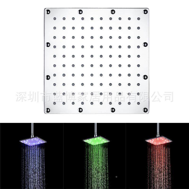 8寸8030-F1新款变顶喷色不锈钢LED顶喷七/感温色淋彩浴顶喷8030-