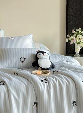 60支兰精天丝件lanting四件套凉感用单冰丝裸睡可爱熊猫被套人床