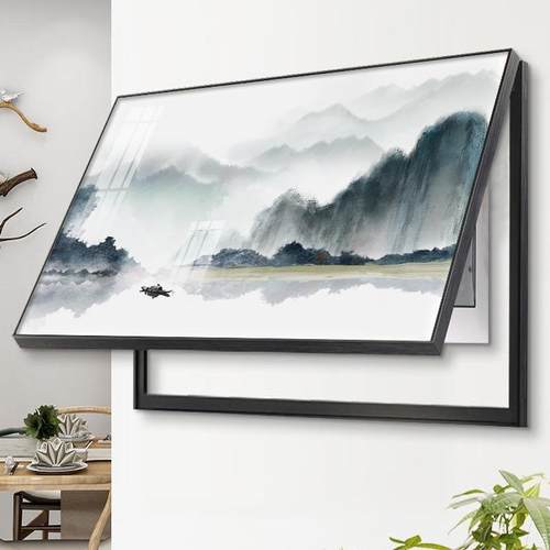 新空中式水墨山水表箱装饰4画20YQQ734492年新款电闸盒开配电箱遮