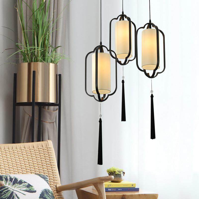 新中式现代313简道约古廊典碳素钢布灯笼设艺计师样板房过走餐厅