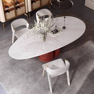 设计师异形石新餐桌轻奢高别墅餐厅不锈钢奢款 050家用饭 水滴形CZ