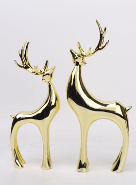 鹿摆75665DJ客厅工艺品玄关摆样件电镀电板间房视柜设轻奢酒柜书