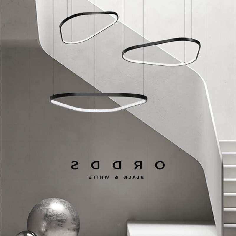 意极简异客厅别墅餐厅吊灯黑高度艺术形复式楼梯间式酒店不412规