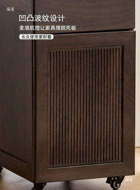 黑檀木茶水移动茶桌实EUY水木家用小茶台新中式边茶桌几柜下置桶