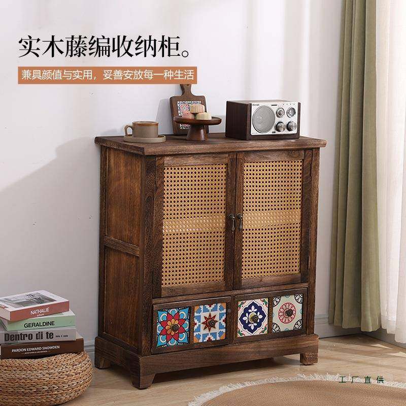 式CSI复古实子木餐边美柜现代简约藤编储物柜厅玄关客收纳柜阳台,鲜花速递/花卉仿真/绿植园艺,其它园艺用品,淘宝优惠券,粉丝福利购,淘宝优惠卷