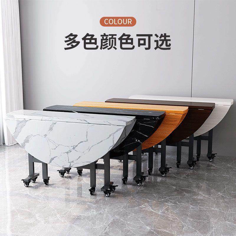 易折叠桌可动简圆形桌子创饭意餐桌NGV移桌家用小户型农村折叠大