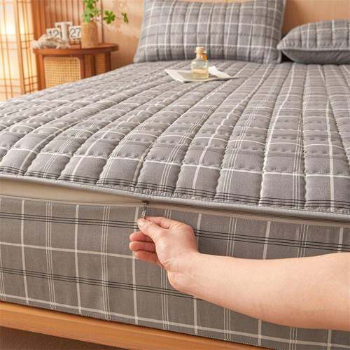 六面全包床笠夹棉单件垫厚NOY拉链式可床卸防滑保护加套防尘罩新