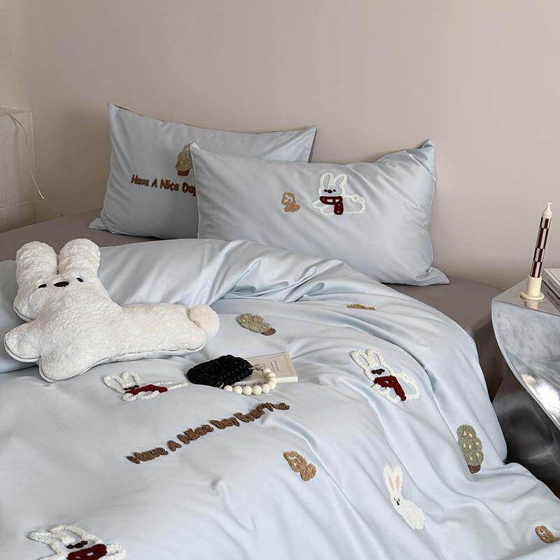 新款春夏卡通10单0S长绒棉四套床套床上用品被儿童毛巾绣9855HH00