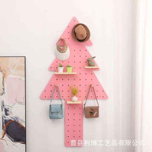 木质圣树洞洞置物架创意玄关衣帽诞挂墙架面装饰D1120整理储物板